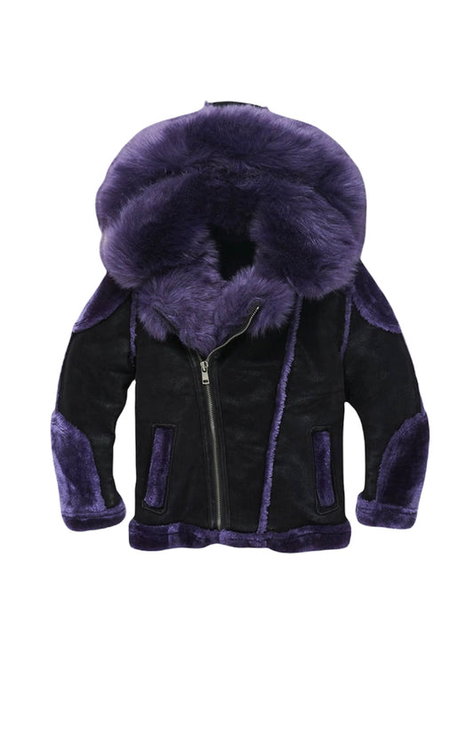 KIDS EL JEFE SHEARLING MOTO JACKET (BLACK IRIS)